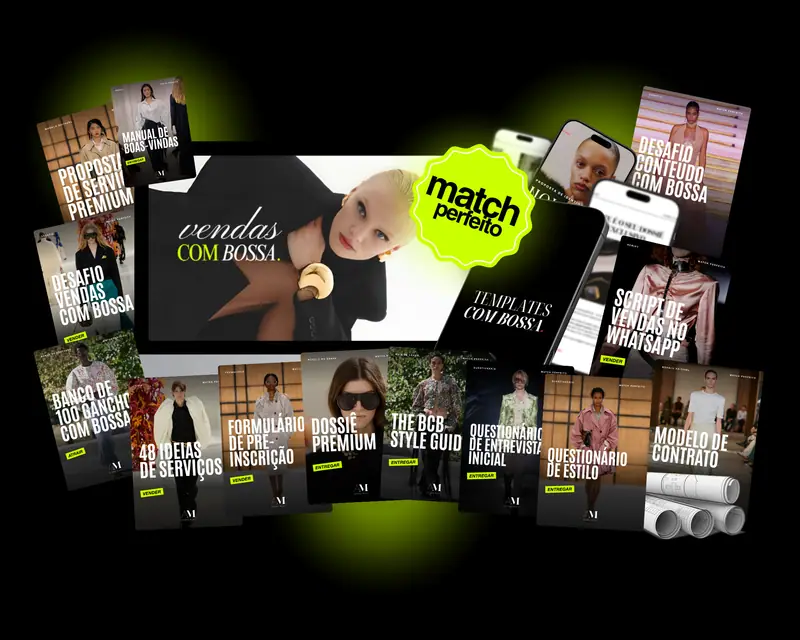Tudo o que vem no Match Perfeito: o Workshop Vendas com Bossa, o Templates com Bossa no celular, o dossiê e as capas dos 15 materiais