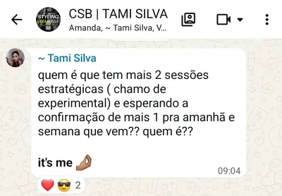 Tami Silva: quem é que tem mais 2 sessões estratégicas? It's me