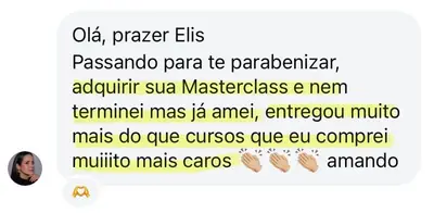 Aluna: entregou muito mais do que cursos que eu comprei muito mais caros