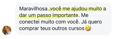 Aluna: você me ajudou muito a dar um passo importante